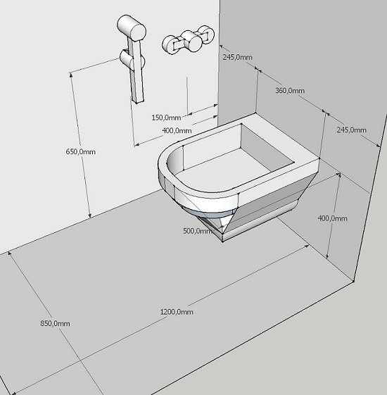 размеры для унитаза и гигиенического душа
